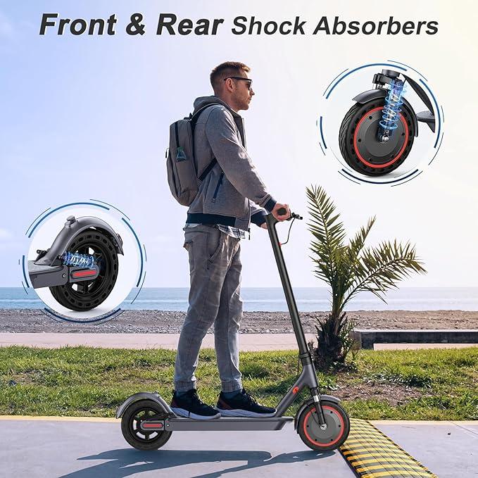 Electric Scooter, 500W Powerful Motor, 22 MPH Max Speed,10" Solid Tires,Dual Suspension,Dual Braking System