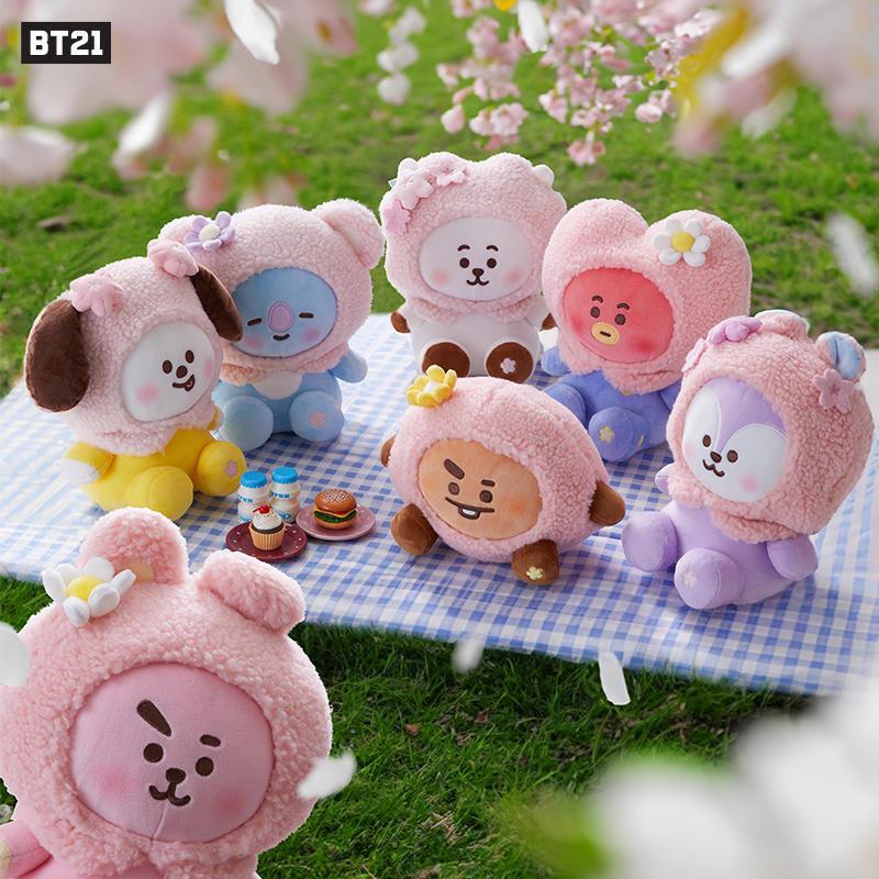 Anime Cartoon Bt21 Sakura Series Plush Toy Dolls Cooky Shooky Chimmy Backpack Keychain Accessories Home Decor Ornaments Gift