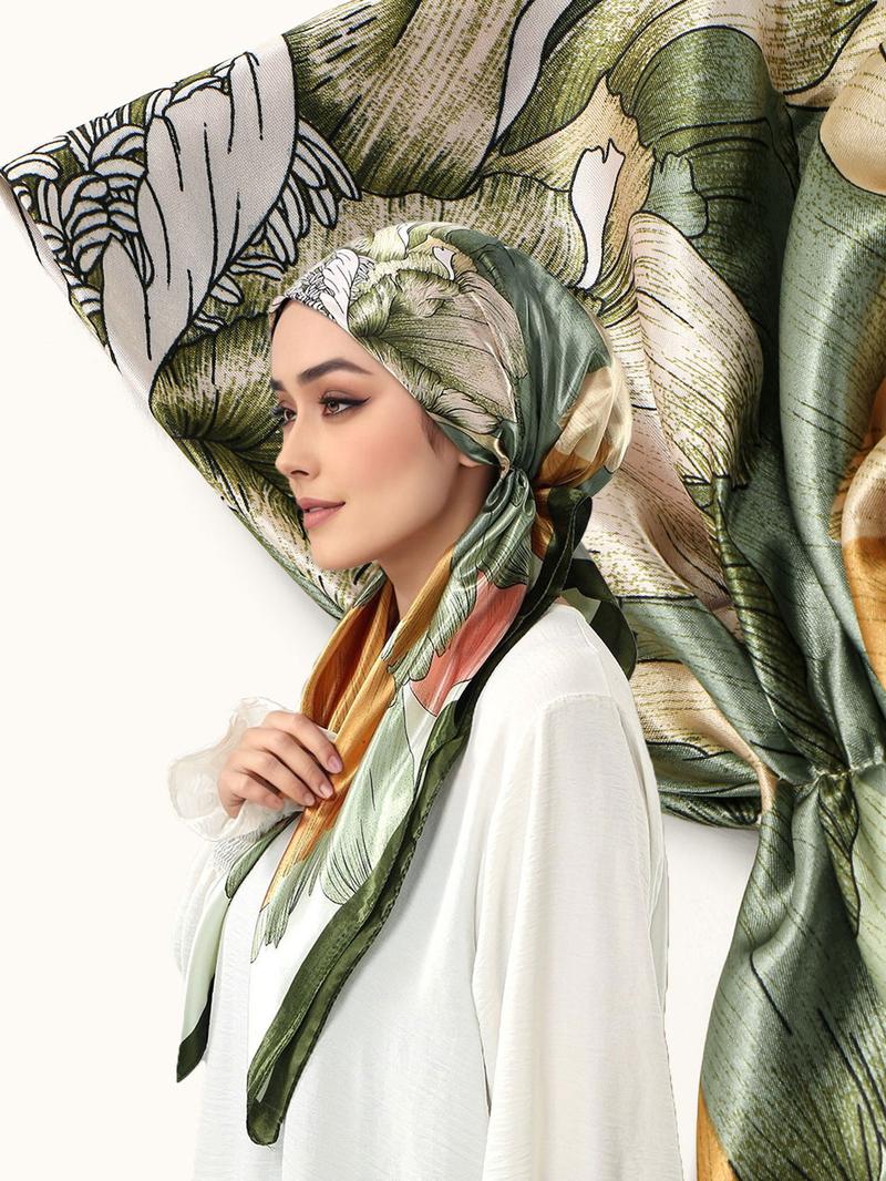 Elegant Satin Hijab Scarf, Soft Breathable Fabric, Easy Sweat Absorption, Perfect for Daily Wear, Elastic Fit Design, Silk Feeling Scarf