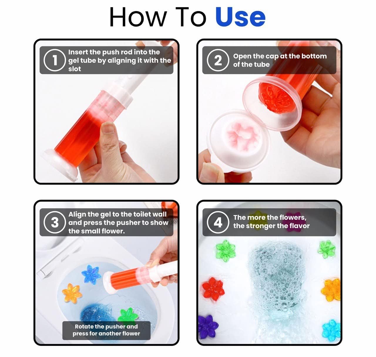 Long lasting flower shaped bathroom freshener, keep toilet bowl fresh and fragrant, clean home scent, 6 pack of toilet gel stamps, 72 stamps 6 scents toilet bowl cleaner gel.