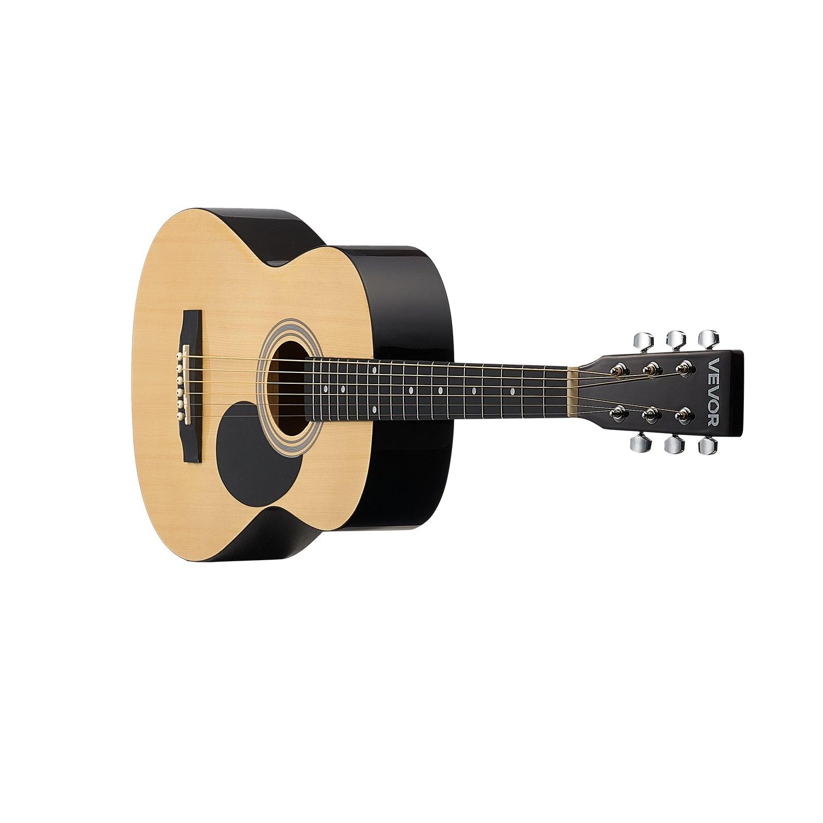 VEVOR Dreadnought Acoustic Guitar, 39 in, 6-String Natural Solid Spruce Top Guitar, Portable Bundle with Gig Bag, Tuner, Strap, Steel Strings, Picks, Capo, Rosewood Fingerboard, for Beginner Adults