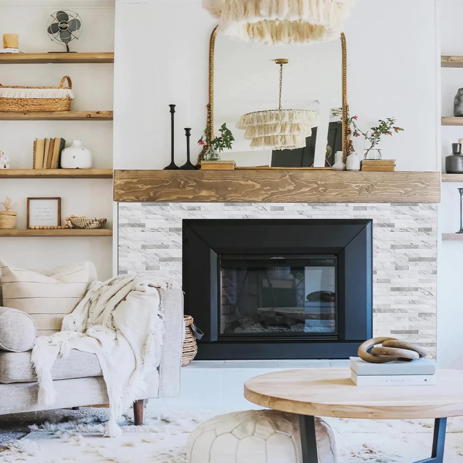 STICKGOO Peel and Stick Backsplash Tile, Stick on Backsplash for Kitchen and Bathroom, Volakas White Look PVC Mixed Metal Silver Self Adhesive Wall Tiles(10 Sheets) Decoration