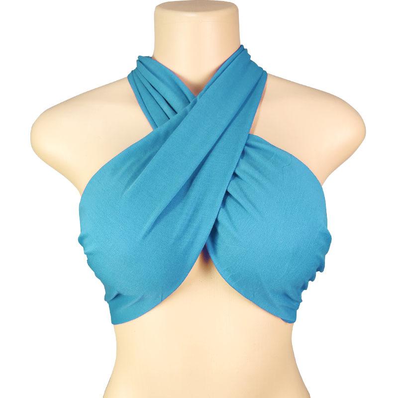 Sexy Tank Top Cross Bandage Backless Sleeveless Halter Crop Tops Women Bare Midriff Camisole Female Tube Top Cropped Vest