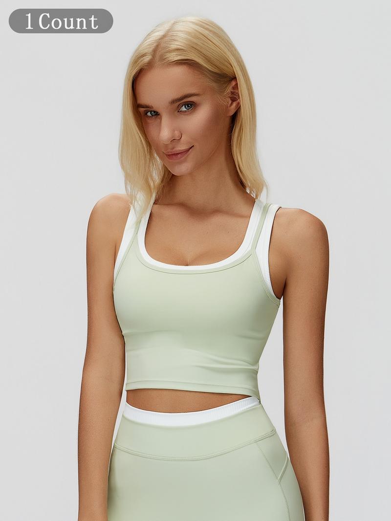 New Cross-Border Two-Piece Separated Vest Colorblock Nude Feel Fashion Casual Top Running Sports Bra, Stylish and Comfortable