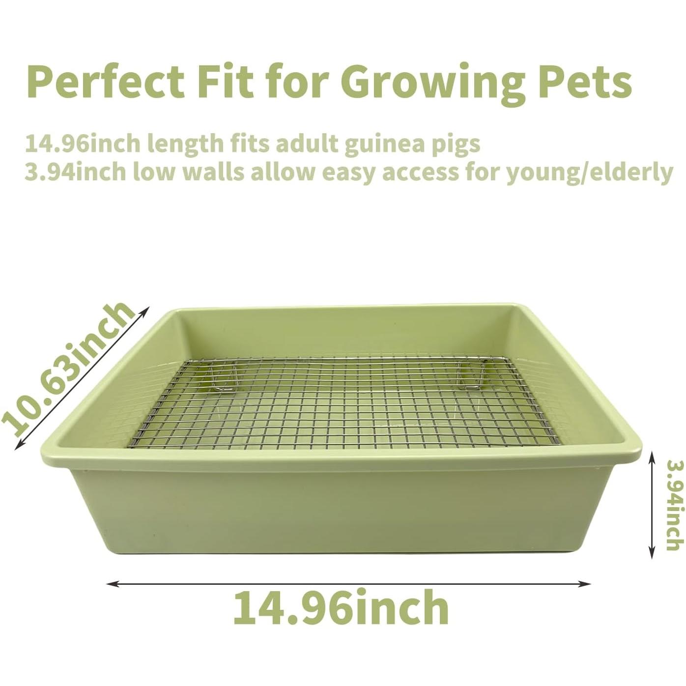 Upgraded Large & Medium Litter Box for Rabbits & Guinea Pigs - High-Capacity Cage Toilet Tray with Elevated Grid & Low Entry Design, Ideal for Bunnies, Ferrets, and Small Pets