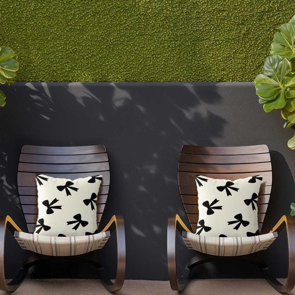 Cute Bow Print Throw Pillow, Heart Checkerboard Decorative Sofa Cushion, Exquisite Gift for Girls & Women, with Pillow Insert