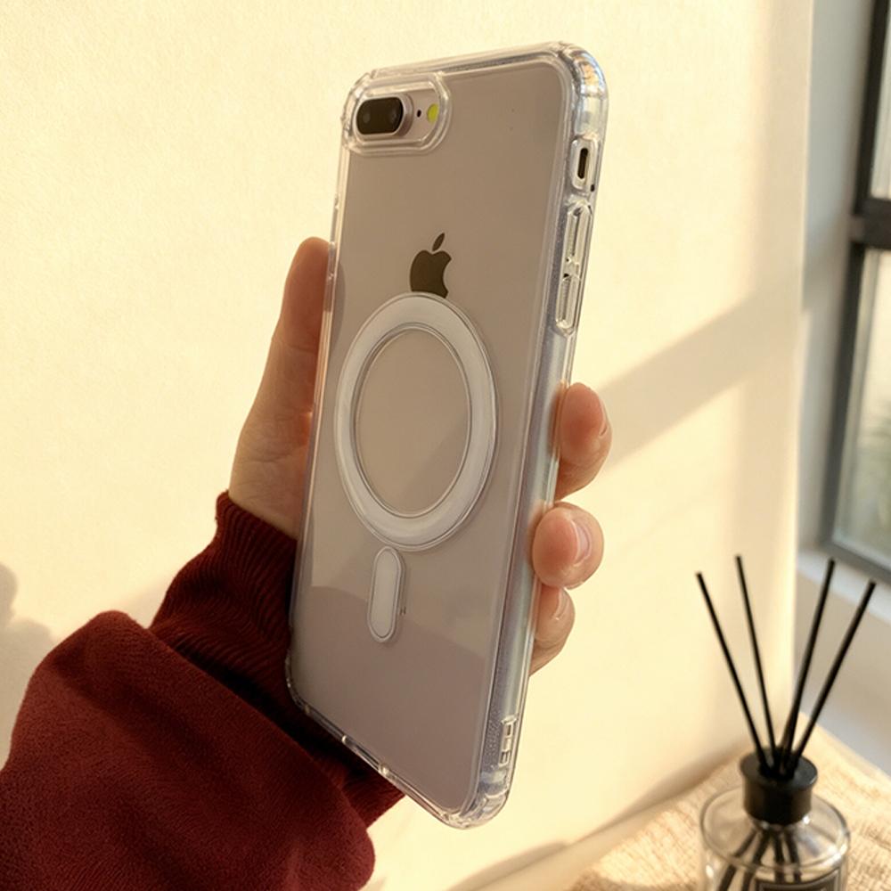 For iPhone 7 8 SE2 SE3 7Plus 8Plus Hard Acrylic Protective Cover Magnetic Wireless Charge Clear Protector Case