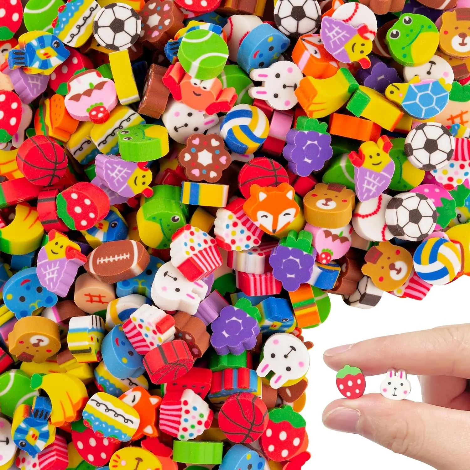 180pcs Random Mini Erasers for Kids, Bulk Cute Pencil Erasers Small Fun Erasers for Classroom Rewards Party Favors Gift Filling Eraser