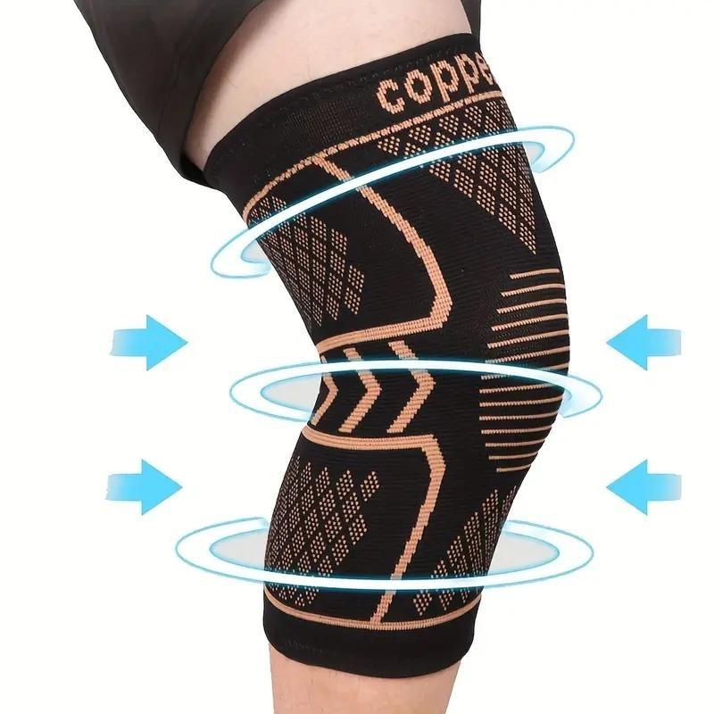 2-Pack Copper Compression Knee Pads for Sports, High Elasticity Anti-Slip, Breathable Knit, Supportive and Flexible, Ideal for Outdoor Activities