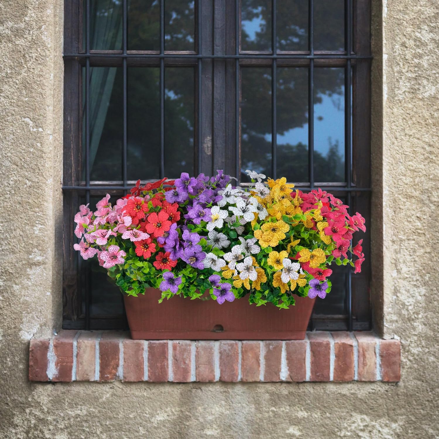 Artificial Flower (12pcs/set), Faux Flower, Fake Flower For Home Garden Decor, Colorful Artificial Flower For Outdoor Indoor Decoration, Artificial Flowers For Outside