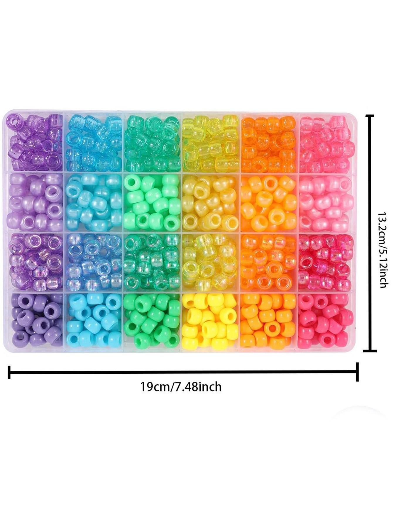 720pcs 24 Colors Pony Beads for Jewelry Making, Braided Hair Beads, Bracelet Kit, DIY Bracelets, Keychains, Fashion Gifts