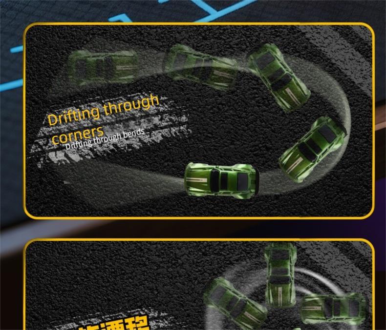 1:64 Mini RC Remote Control Car, Full Proportion Four-Wheel Drift, 2.4g Micro Pocket Race Car, Desktop Model Toy Gift for Boys