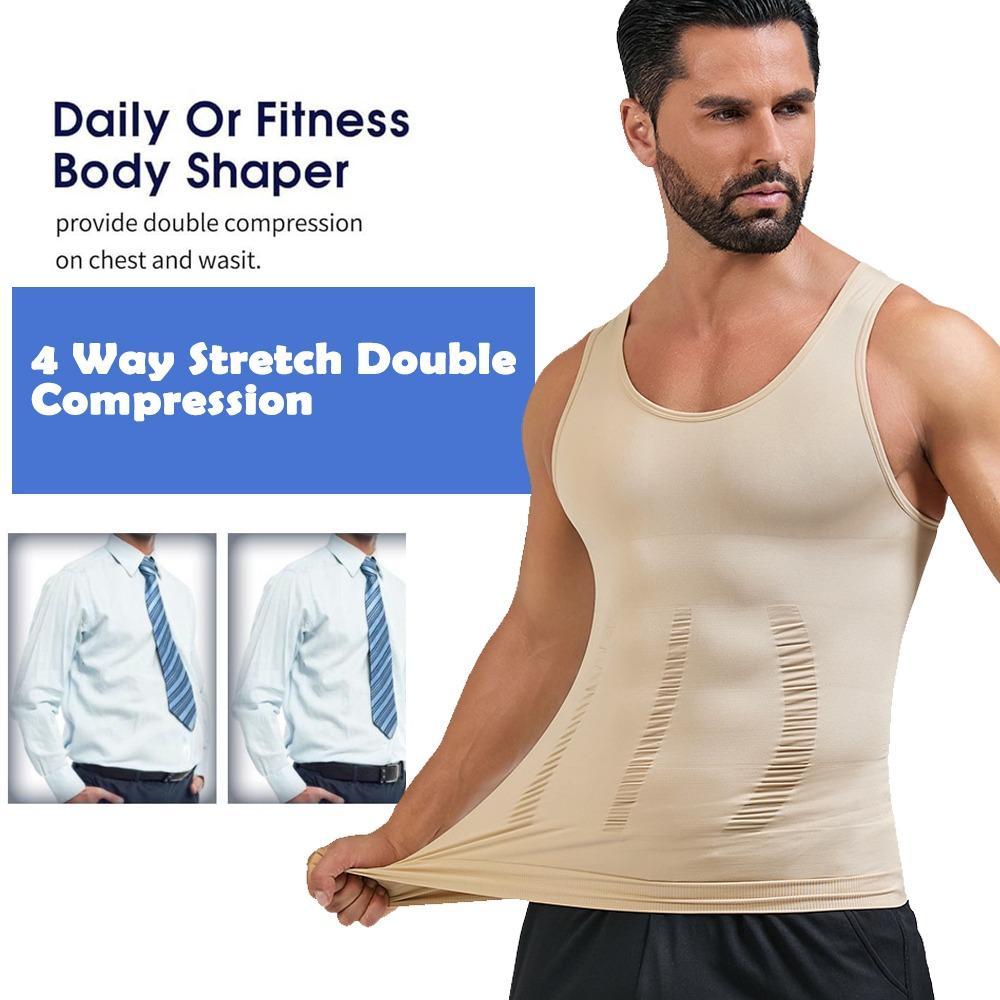 Mens Compression Shapewear Sleeveless Tummy Control Gym Fitness Soft Body Shaper Breathable Tank Top