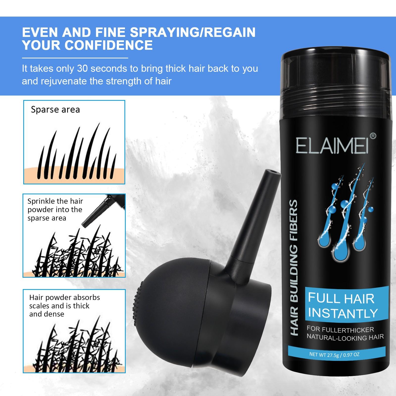 Elaimei Hair Thickening Fiber Kit, Natural Invisible Hairline Filler Spray, Unisex Dense Hair Solution, Fill Gaps and Frame Forehead