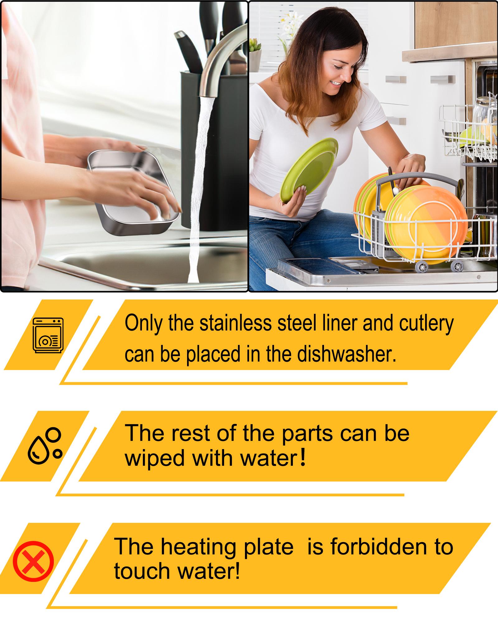 Nifogo Electric Lunch Box Food Heater for Adults 1.8L Stainless Steel Container 12V/24V/110V Portable Food Warmer for Car Truck Office with Fork Spoon and Bag