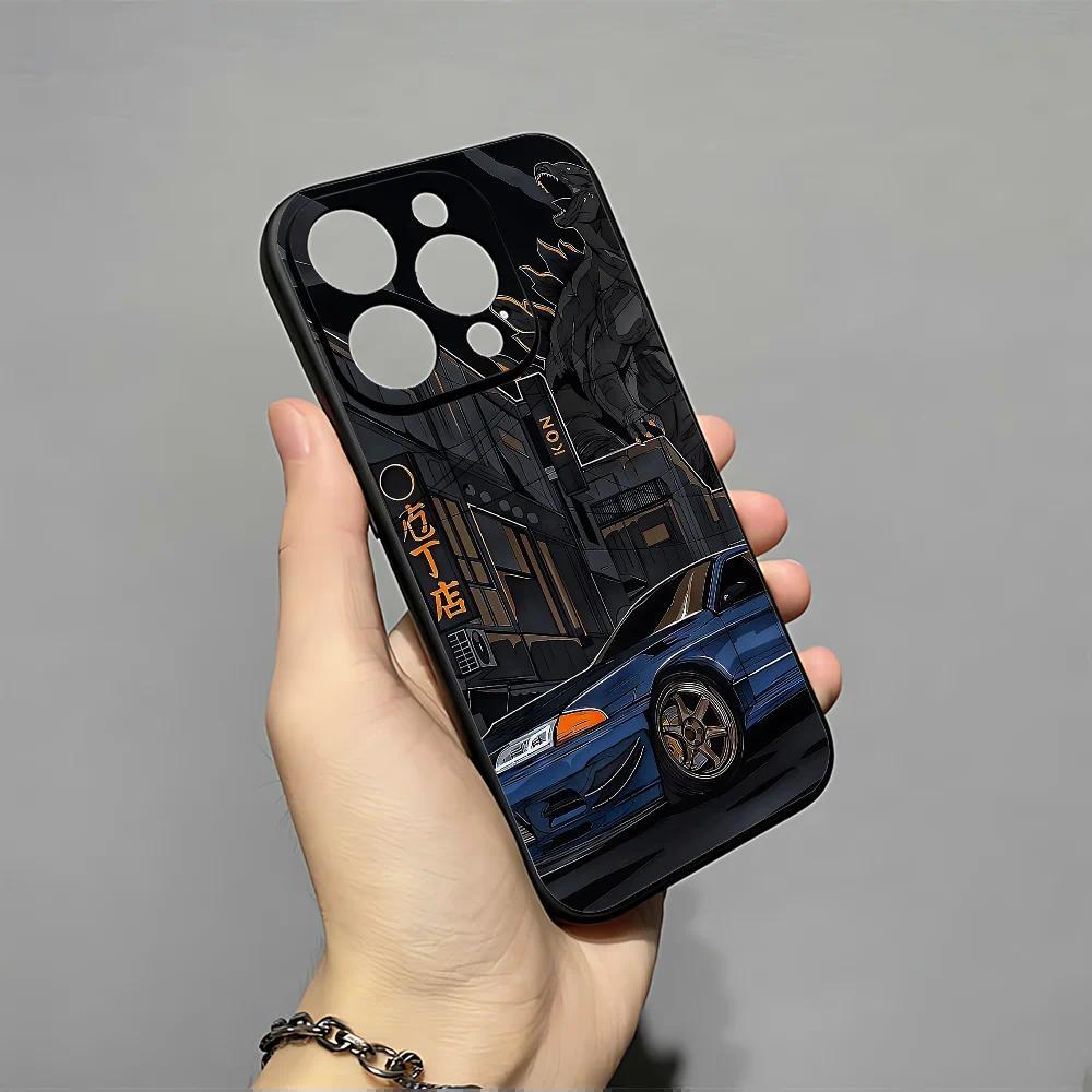 Personalized Print S-Skyline GTR Phone Case, Soft Silicone Black Multi-Models Cover for iPhone 11-17 Pro Max/Plus & Samsung Galaxy S23-S25, High-Detail Shockproof Protective Mobile Accessory