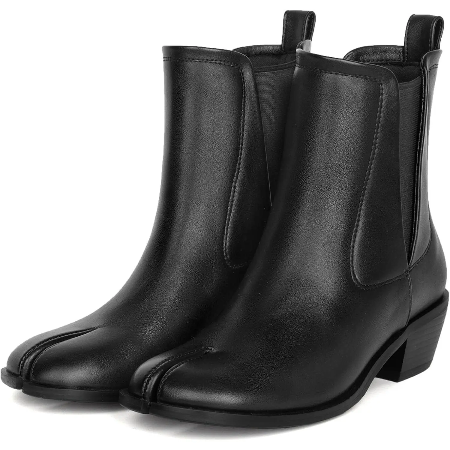 Tabi Boots for Women Split Toe Shoes Ankle Boots Chunky Heels Chelsea Booties Japanese Ninja Shoes Low Mid Heel Work Party Dress Shoe