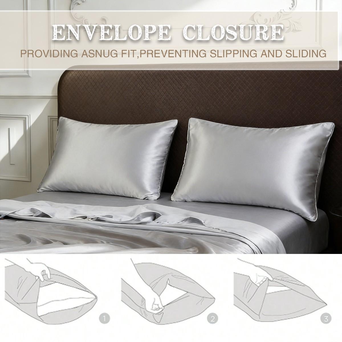 6-piece 100% polyester satin bed sheet set, including (1 fitted sheet + 1 flat sheet + 4 pillowcases), complete bedding set, solid color, machine washable - bedroom essentials, suitable for single, double, king, and queen size beds.