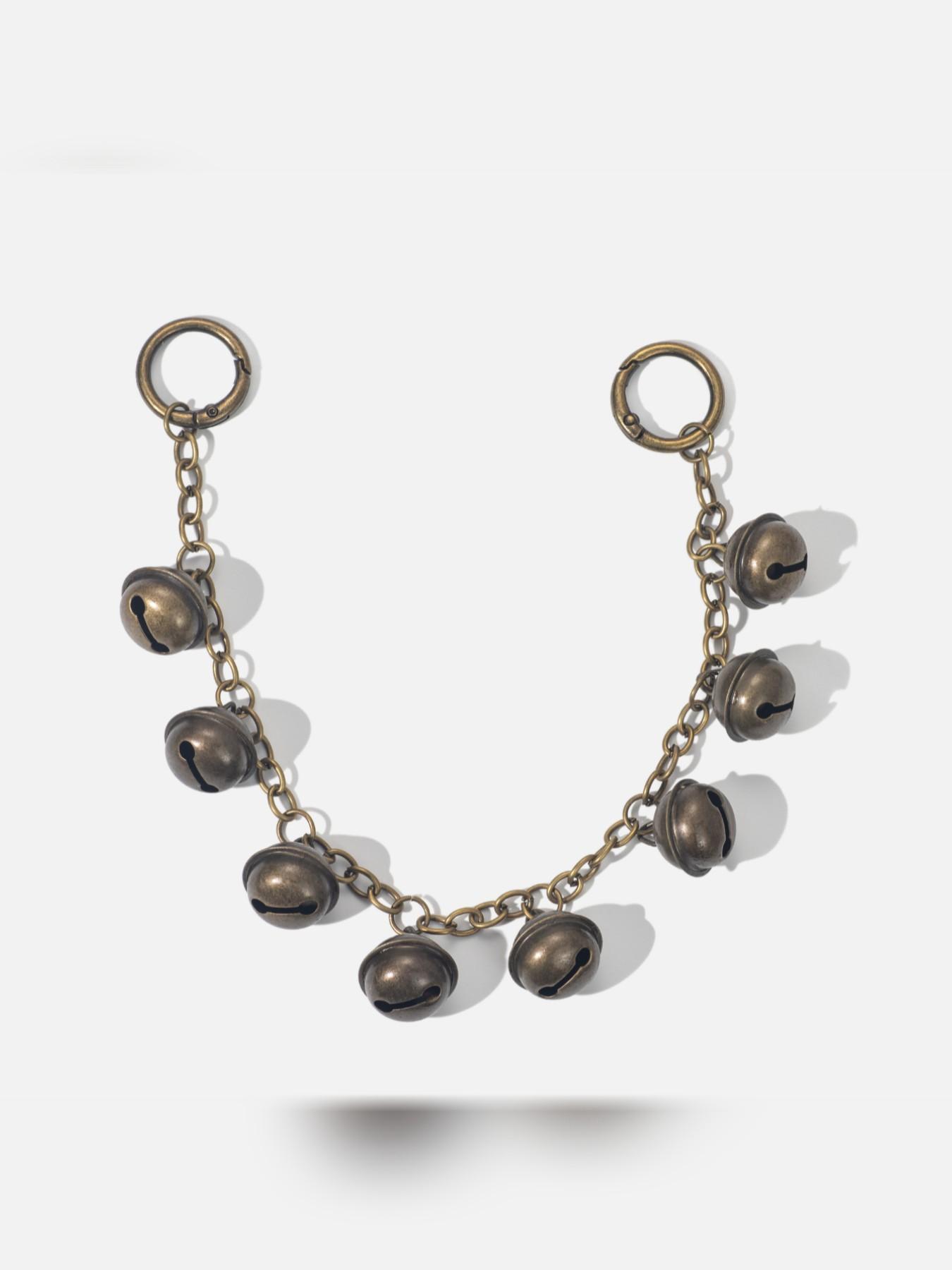 Vintage Bell Bag Charm, Elegant Plain Design, All-Season Pockets Accessory, Fashionable Chain Decoration, Versatile Bag Pendant