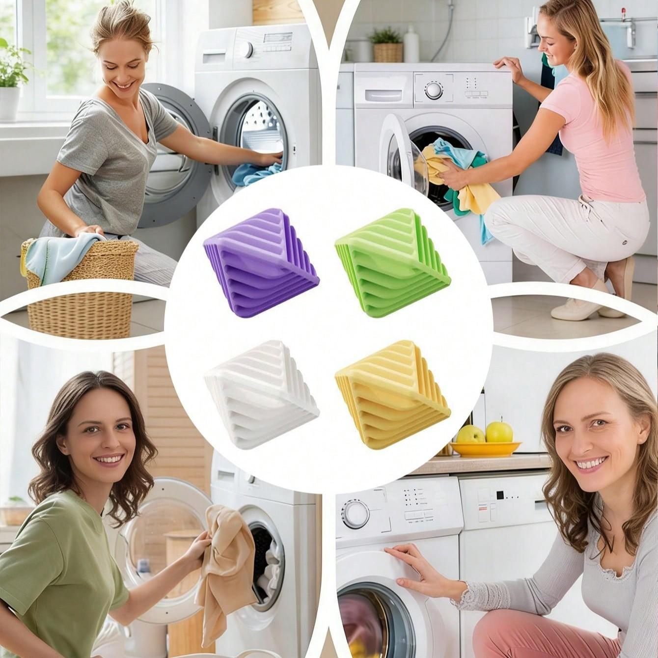 4 Reusable Anti-Shrink Laundry Balls, Ideal for Dryer, Bathroom, Home, Travel, Apartment, Hotel, Durable and Effective