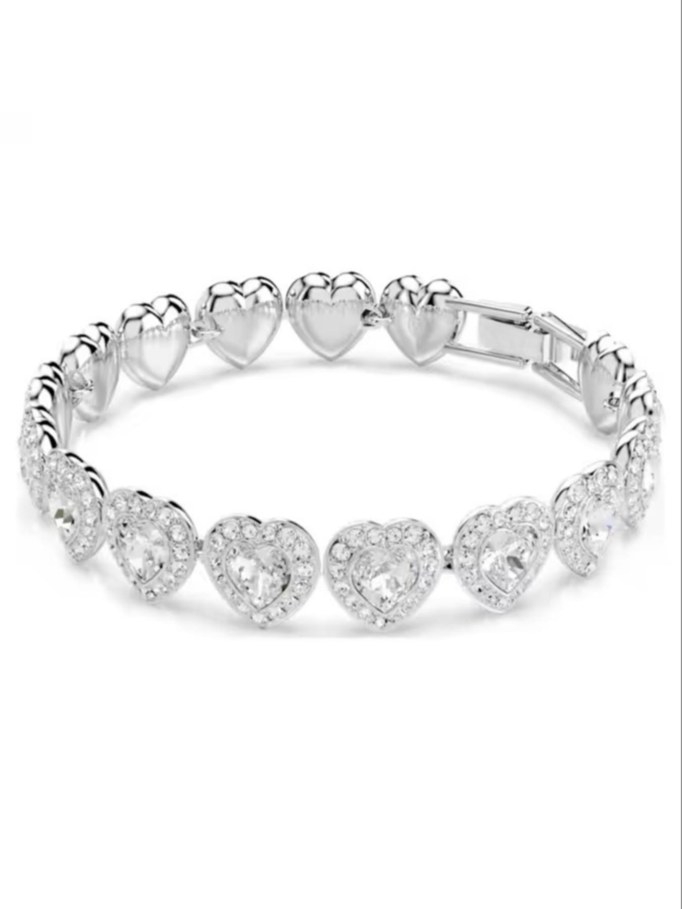 2026 Fashion Jewelry New Arrival Heart Design Bracelet, Exquisite Trendy Bracelet, Sparkling High-Quality Tennis Ball Plated Silver Chain, Luxury Holiday Gift for Women, Heart Bracelets
