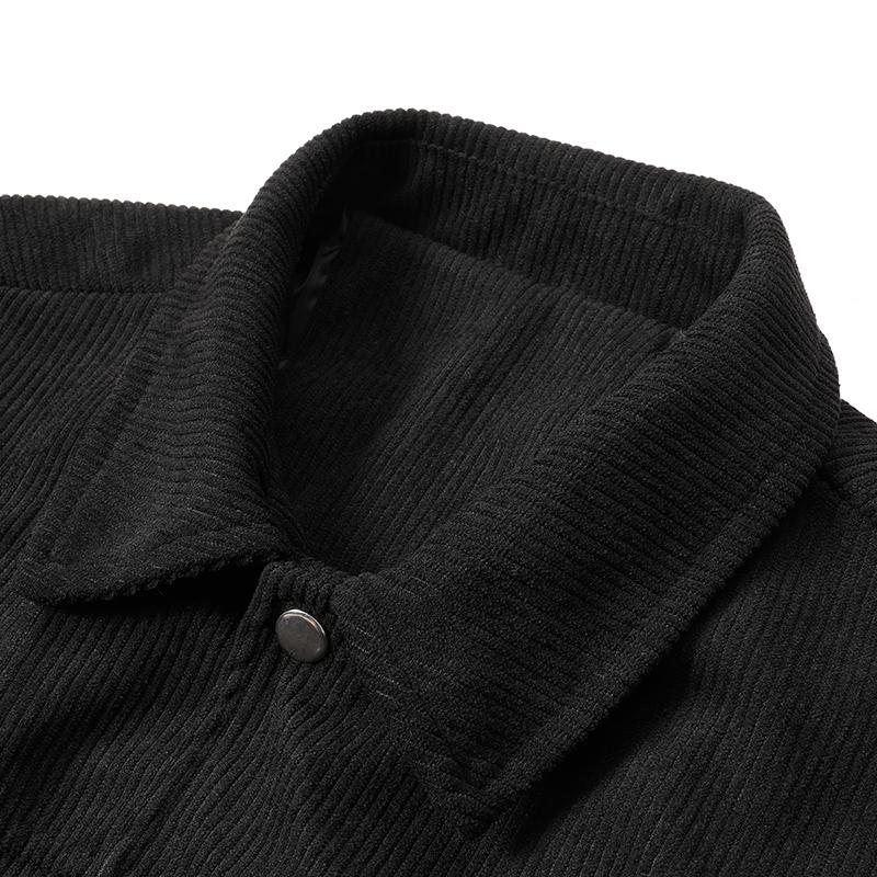 Men's Classic Vintage Corduroy Button-Front Trucker Coat - Menswear, Lapel Collar, Functional Patch Pockets, Relaxed Fit, Soft Fabric Lightweight Shacket for Casual Layering, Street Fashion
