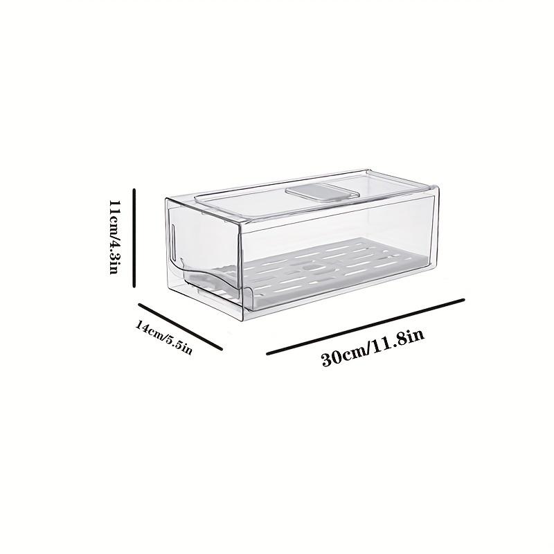 Transparent Rectangular Plastic Storage Box, Stackable Drainage Food Container, Kitchen Refrigerator Organizer, Drawer Style, Fridge Organizer