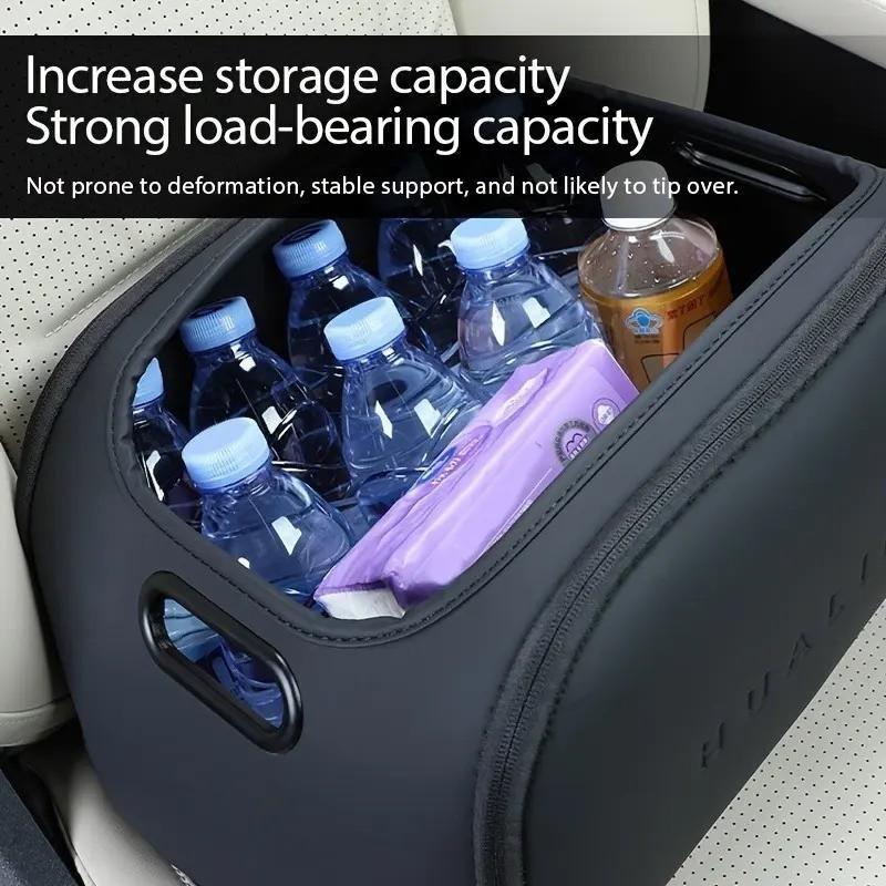 Luxury Leather Car Storage Box, Front Passenger Large Opening, Trunk Large Capacity Organizer, Multi-Functional Car Storage, Fits Various Models