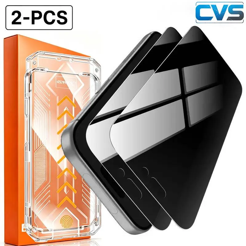 [2PCS] Glass Screen Protector for iPhone Series (11,12,13,14,15,16 Plus,17 ProMax) & iOS Devices - Full Screen, Crystal Clear, Scratch-Resistant, Ultra-Smooth Touch, Privacy Shield, Easy Installation with Accessories Kit
