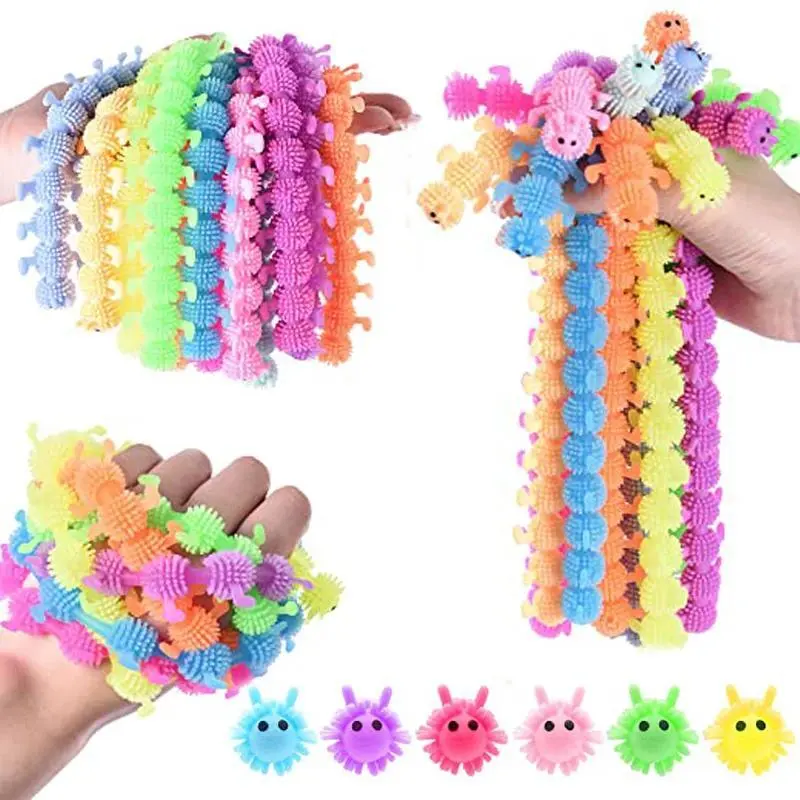 1/5/10PCS Caterpillar Stretchy String Fidget Sensory Toys Worm Stress Fidget Toys for Adults Kids Stress Anxiety Relieve Toys