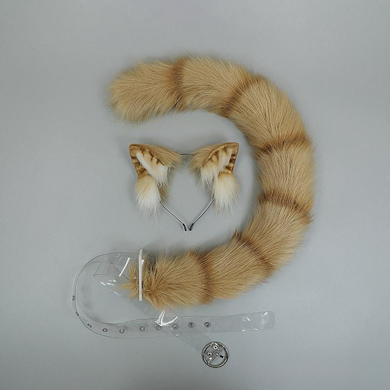 Tiger Spot Cat Ears Furry Tail Women Girls Lolita Animal Ears Hair Hoops Plush Tail Cosplay Costume Accessories