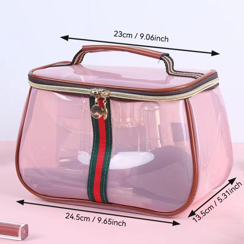 New Portable Transparent Makeup Bag, Transparent Vanity Bag, Large Capacity Waterproof Travel Cosmetic Organizer, Ideal for Holidays and Dates, Non-Toxic Material