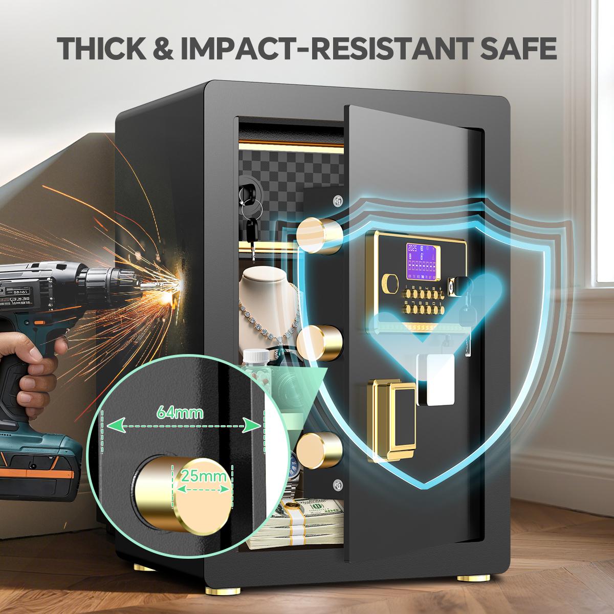 ACTIGER Large Safe Box, Digital Keypad Home Security Safe With Smart Alarm System & Interior Safe Lock Box, for Valuables Spy Gadgets Inner Safe Box with Fireproof Waterproof Bag, New Home Renovation Essentials,Adjustable Shelf