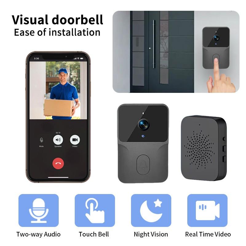 Mini 2.4g WiFi Doorbell with Camera, Smart Home Security Camera, Two-Way Voice, Remote Viewing, Night Vision, Rechargeable Battery