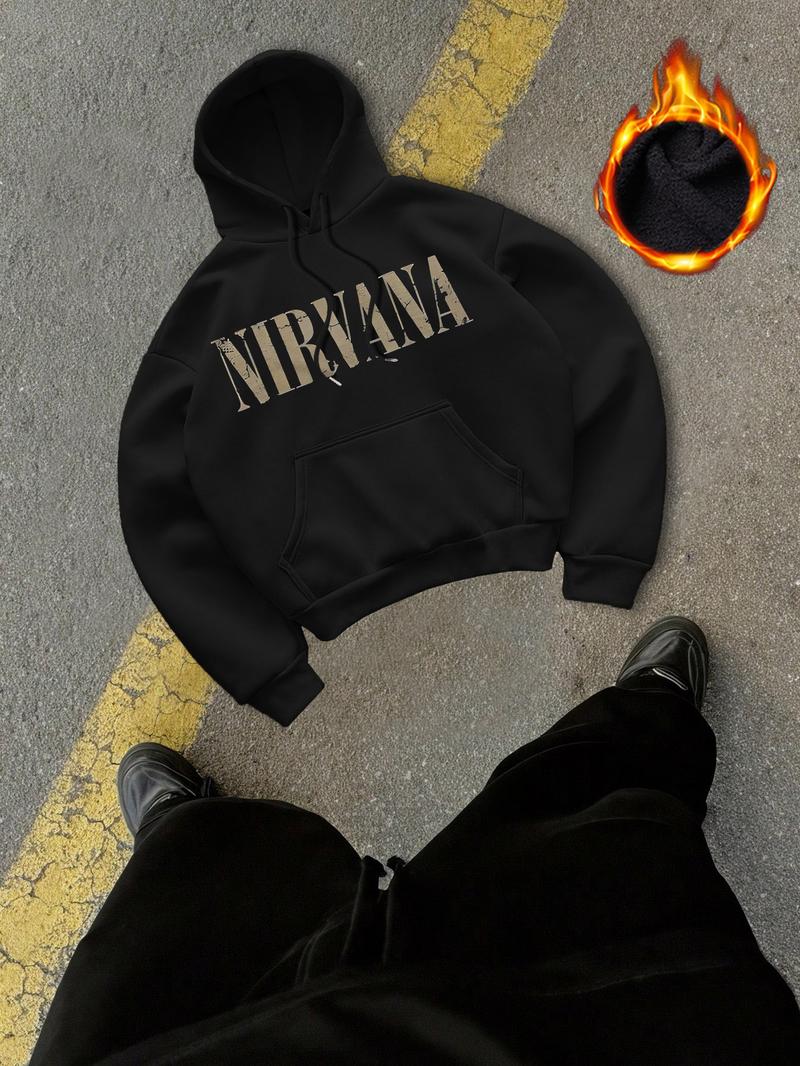Gothic "NIRVANA" rock style printed men's regular fashion hoodie printed long-sleeved hooded sweatshirt jacket