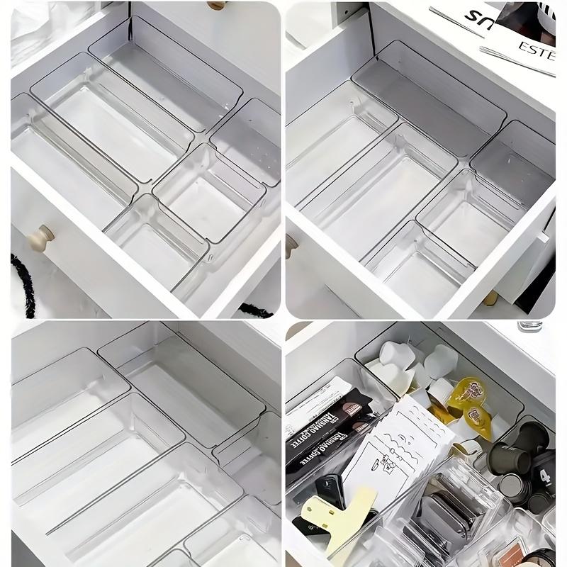 2-piece plastic storage box set - stackable drawer and desktop organizer separated, no assembly required, free combination modular system, suitable for cosmetics, office, kitchen, bathroom, wardrobe - transparent drawer organizer box