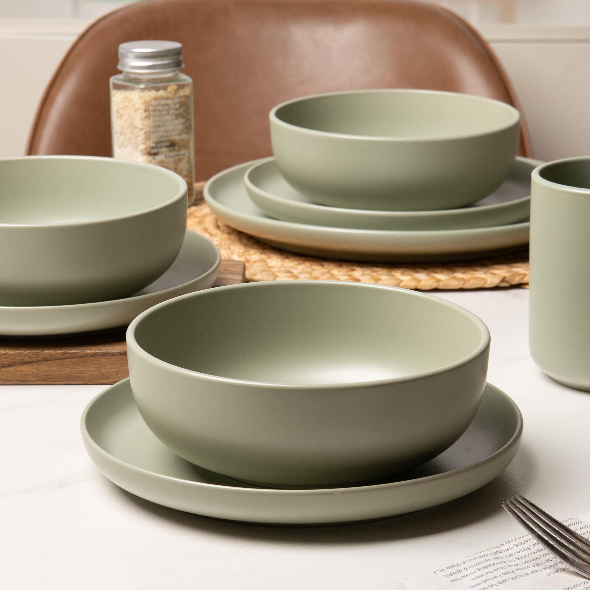 【TikTokShopBlackFriday】12-Piece Stoneware Dinnerware Set with or without Mugs | Plates, Bowls, Optional Mugs | Microwave & Dishwasher Safe | Non-Toxic, Stackable Matte Glaze Tableware for 3–4 【TikTokShopBlackFriday】12-Piece Stoneware Dinnerware Set with or without Mugs | Plates, Bowls, Optional Mugs | Microwave & Dishwasher Safe | Non-Toxic, Stackable Matte Glaze Tableware for 3–4