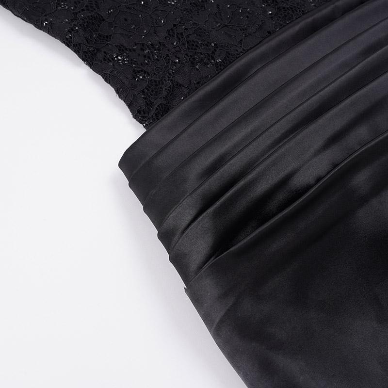 Sexy Series Chest Lace Hollow Splicing Satin Bottom Thin Strap Dress European and American Style Women's Tight Party Bag Short Outfits Music Festival Dressing