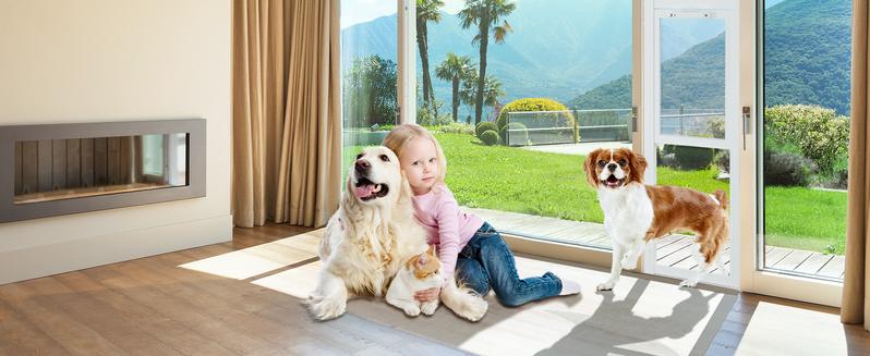 Lilypelle Dog Door for Sliding Glass Door, Adjustable Height Doggy & Cat Door for Sliding Door, Insert Patio Pet Door with Lock for Renters&Apartments