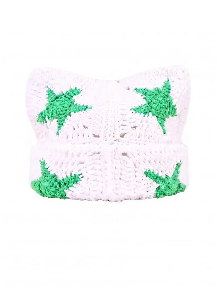 Handmade Crochet Hollow Knitted Cap, Fitted Design, Casual Style, All Season Use, Perfect for Daily Wear & Fashion Accessory