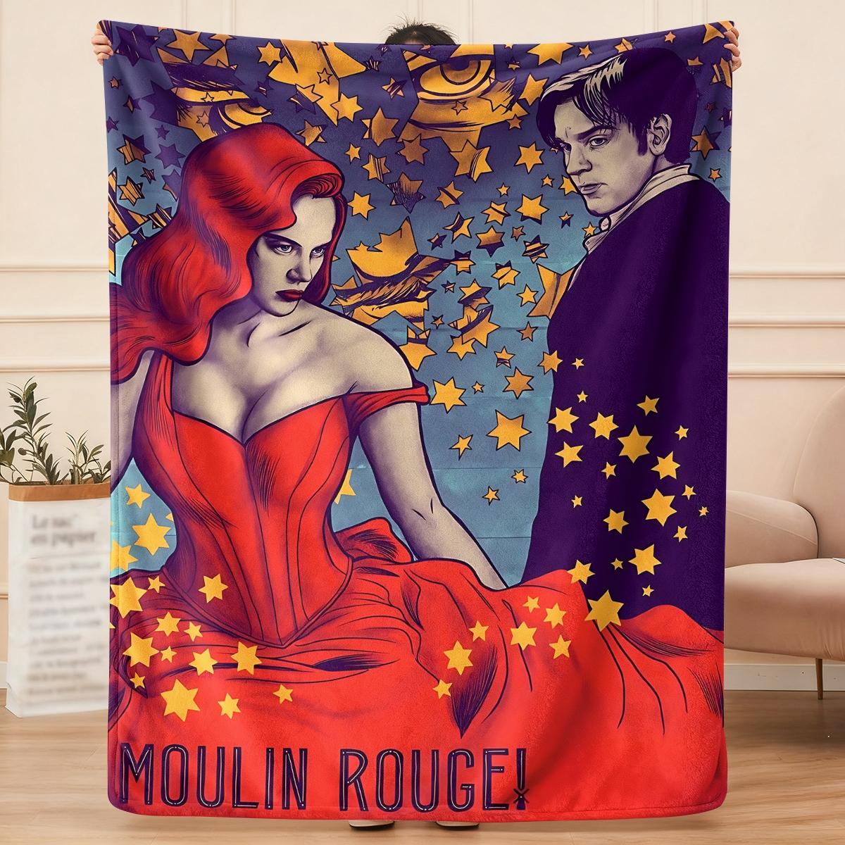 Moulin Rouge brainstorm  flannel blanket, exclusive gift for home, office, camping travel, personalized pattern design, modern style, soft texture