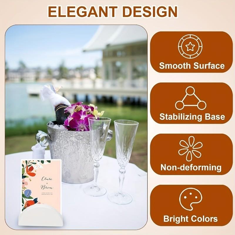 12pcs Wooden Photo Holders, Wedding Decor, Table Number Stands, Multi-Use Desktop Display Rack, Half-Circle Design, No Cards Included