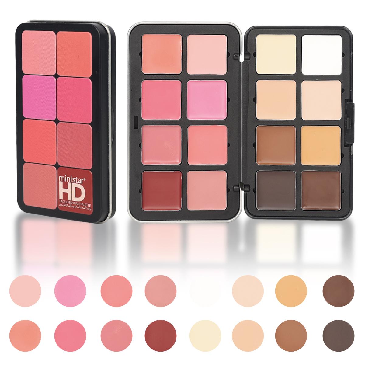 16 Color Concealer Contour Highlighter Blush Palette Moisturizing Non Sticky For Correction Natural Look Easy To Apply