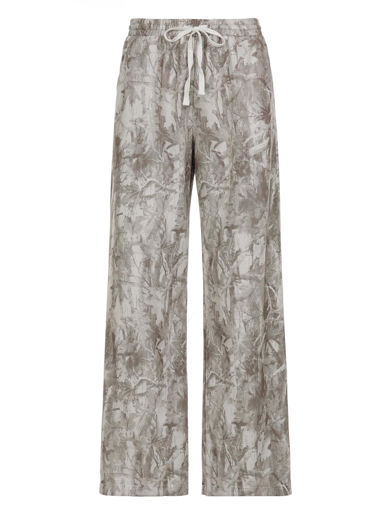 Women's Camo Print Drawstring Loose Fit Straight Leg Sweatpants, Womenswear Casual Fashion Pants for Daily Wear & Outdoor Activities