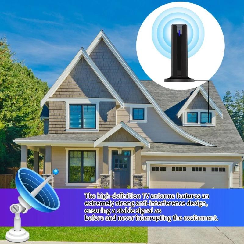 HD TV Antenna - Indoor-Outdoor High-Definition Signal Receiver with 174~240MHz/470~862MHz Ground Wave Signal Booster, 1080p Support, 50-80 mi Range, Remote Control, Plug, Screen, Connector, Adapter, Cable, 3m Adhesive Stickers & Accessories, 50-80 Miles