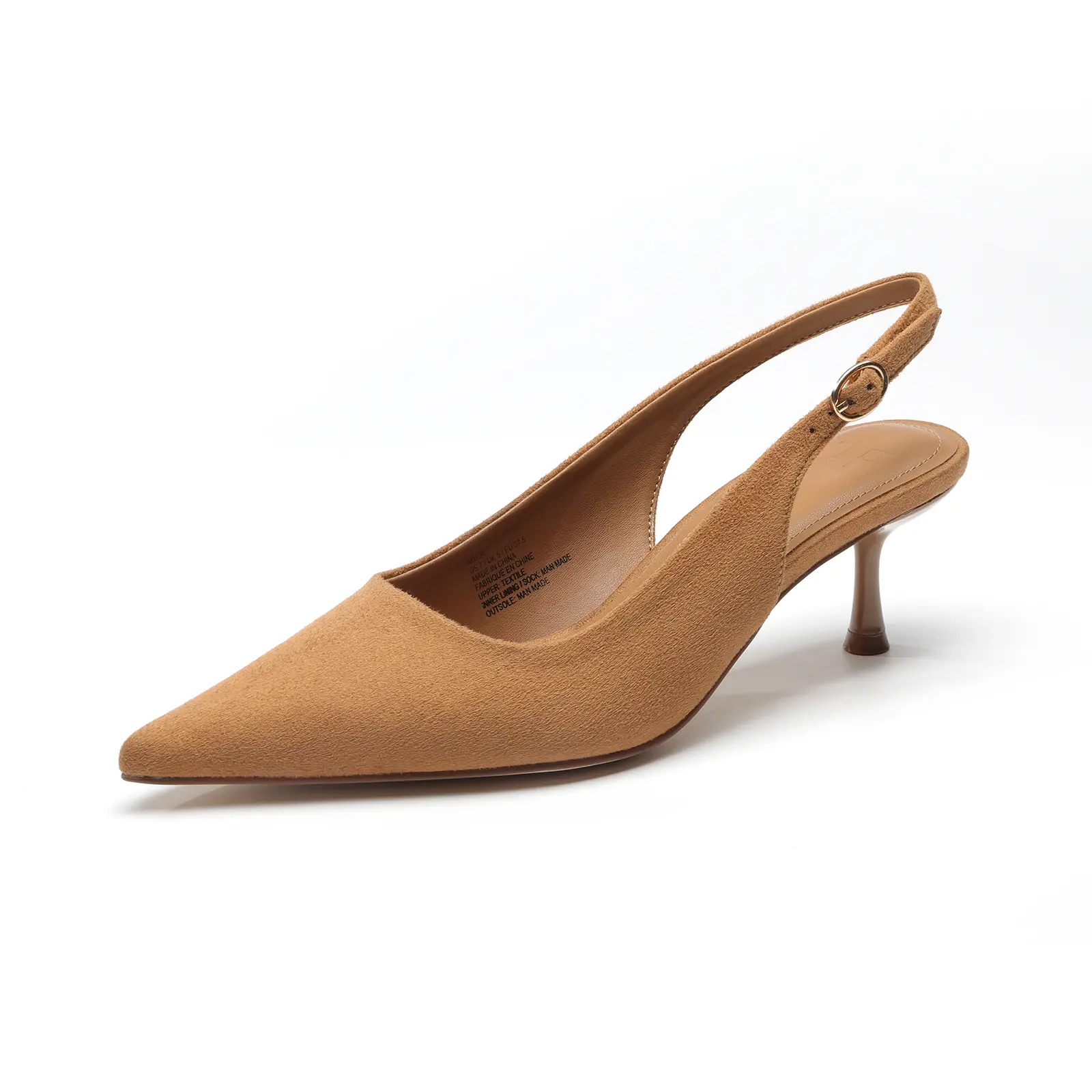 JUST FAB Women's Pointed Toe High Stiletto Heels Slingback Stretch Slip-on Pumps Backless Suede Fashion Dress Shoes for Women