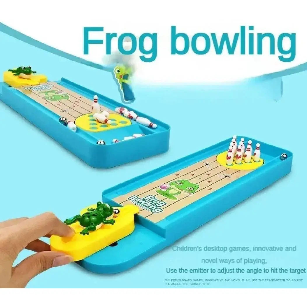 Mini Desktop Frog Bowling Game Toy Funny Indoor Parent-Child Interactive Table Sports Game Toy Bowling Educational Gift For Kids