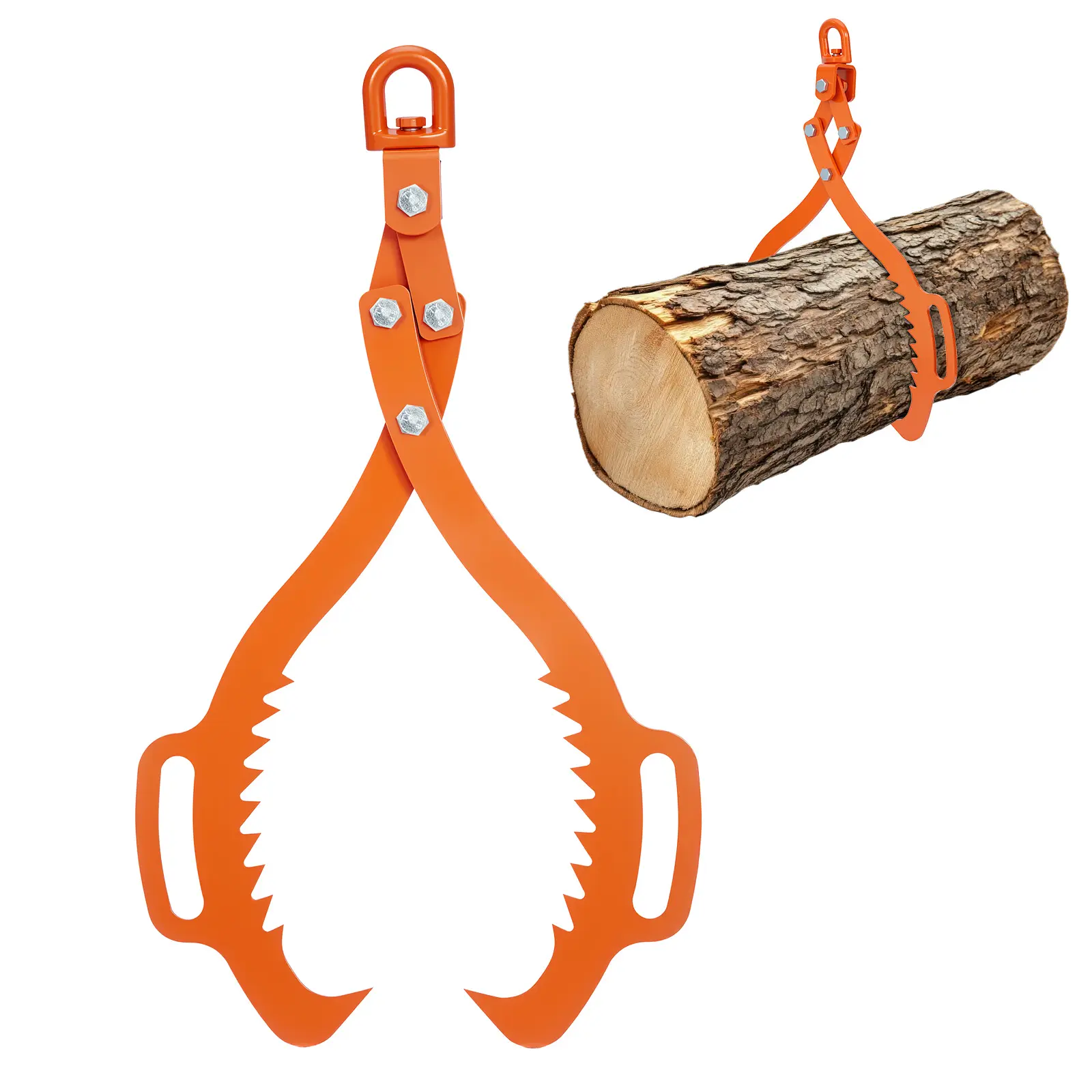 28 Inch Heavy Duty Log Lifting Tongs, 1500 LB Capacity, 2 Serrated Claw Steel Log Grabber with Handle, 360° Swivel & Non-Slip for Firewood/Lumber Handling