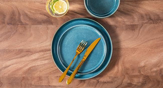vancasso VEGA Plates and Bowls Sets, 12/16/18 Pieces Stoneware Dinnerware Sets Dishes Set Modern kitchen Dishware Sets Service for 4/6 People, Dishwasher and Microwave Safe, Blue Tableware