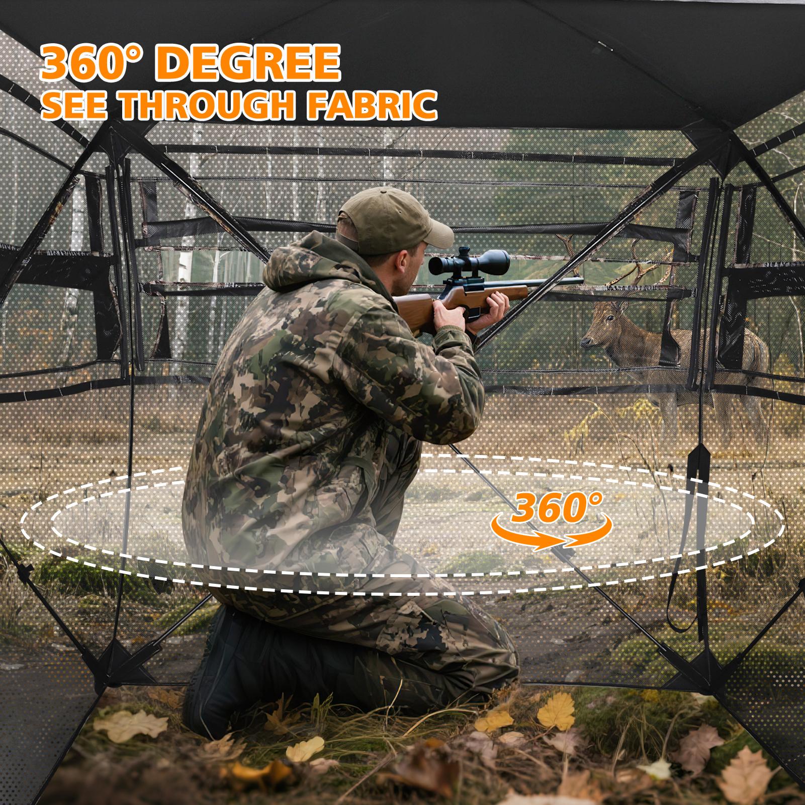 Bearbro Portable 270° /360° See Through Hunting Blind Pop-Up Ground Blind with Tie-downs & Carrying Bag for Deer, Duck and Turkey Hunting,New upgraded version, featuring 4 reflective triangular fabrics,TikTokshopBlackFriday